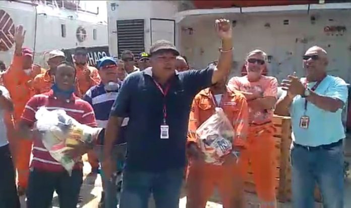 Trabajadores de PDV Marina protestaron en la refinería El Palito. Foto: cortesía trabajadores de PDV Marina.